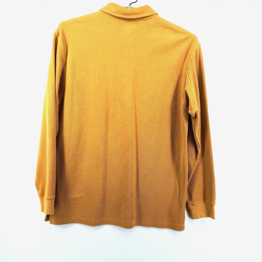 Duluth Trading Co Mens Size M Button Shirt Heavy‎ Knit Mustard Gold Cotton - Picture 3 of 8